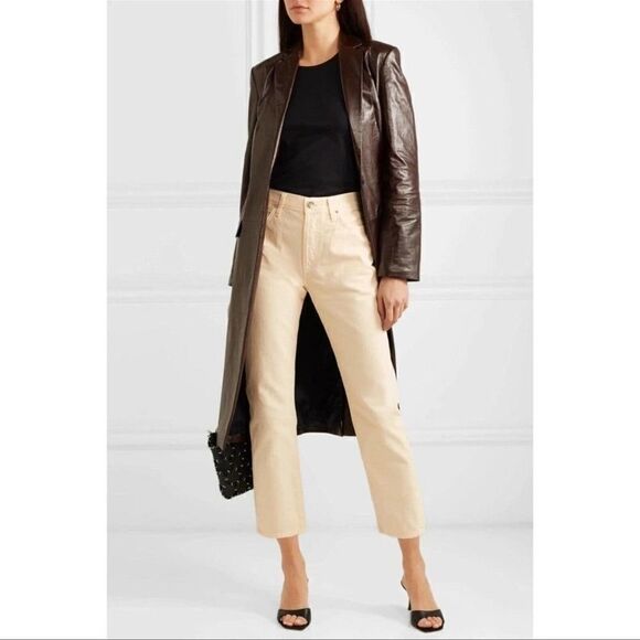 Goldsign Low Slung Straight Blonde Cigarette Cotton Neutral Jeans Midrise Sz 27 - Picture 2 of 13